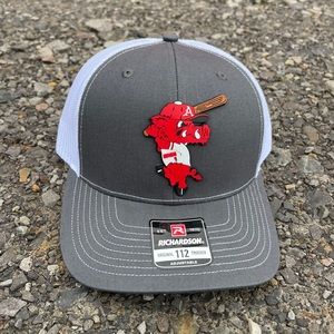 Ribby at Bat 3D Snapback Trucker Hat- Charcoal/ White